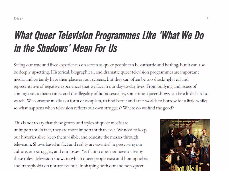 Cover image for Article: What Queer Television Programmes Mean For Us