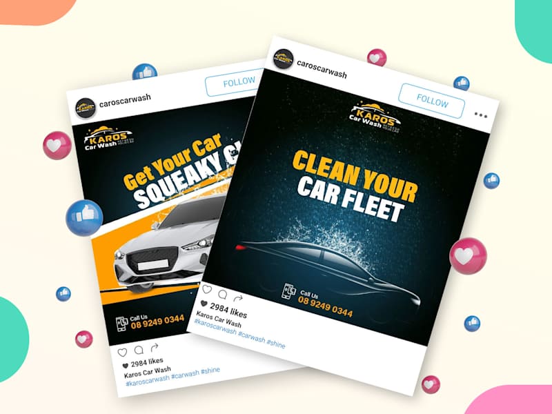 Cover image for Social Media Posts For "KAROS Car Wash"