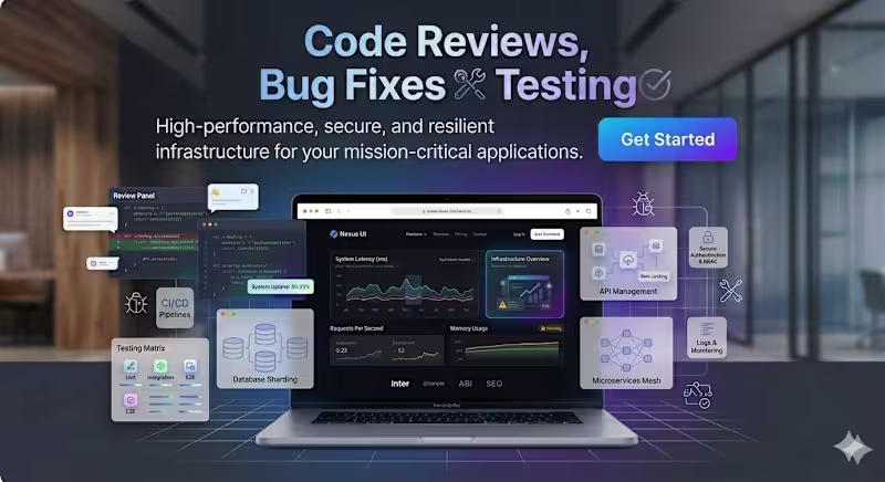 Cover image for Code Reviews, Bug Fixes & Testing