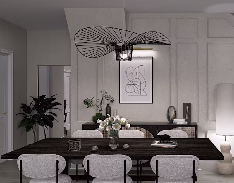 Cover image for Organic Modern Living, Dining and Powder Room design on Behance