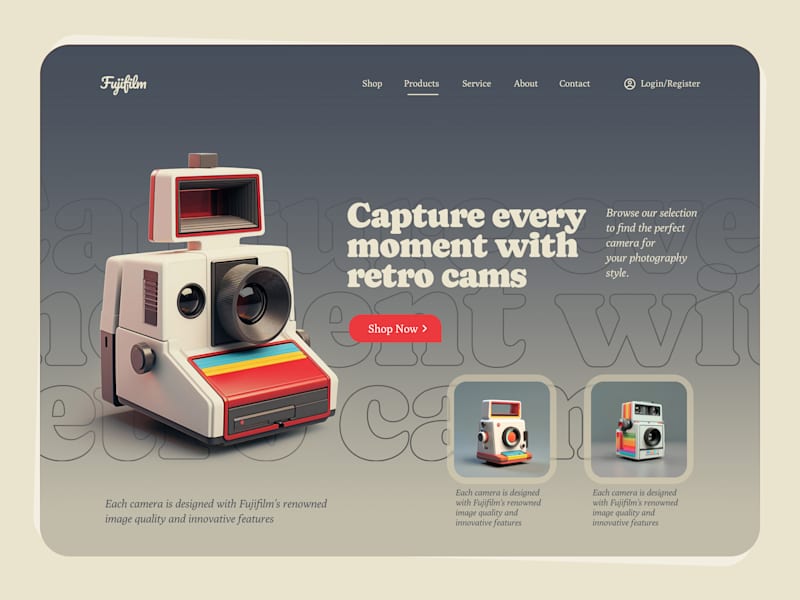Cover image for Fuji-film Polaroid Camera shop landing page