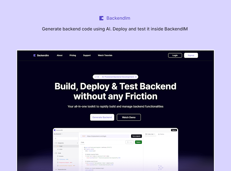 Cover image for BackendIM: AI-Powered Backend Development Platform