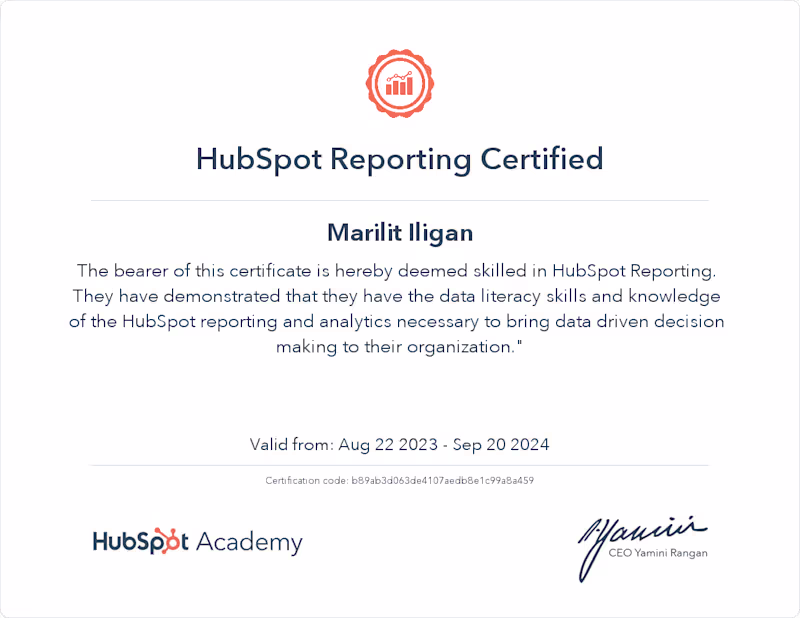 Cover image for Hubspot Reporting Certified