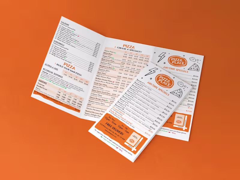 Cover image for Pizza Place Menu