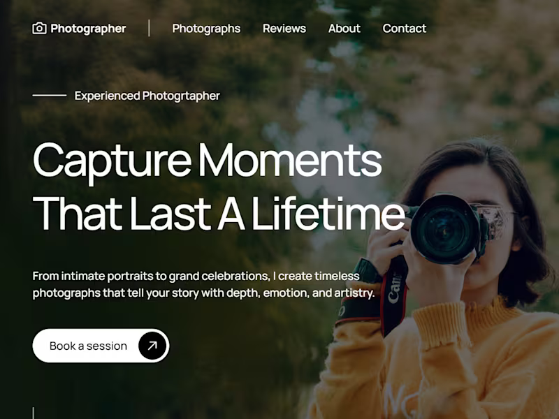 Cover image for A photographer's website