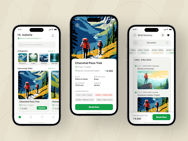 Cover image for TrekMate - Hiking and Trekking App Design