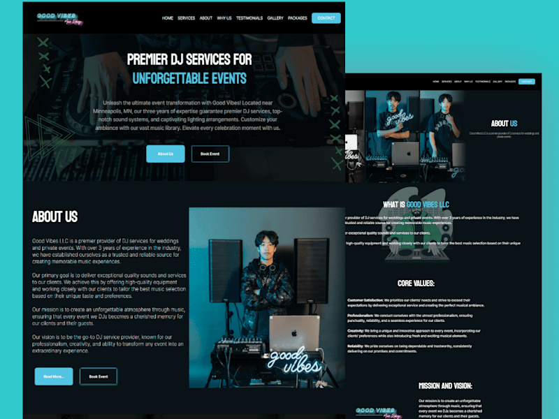 Cover image for Vibes LLC: Framer Website for dj Company