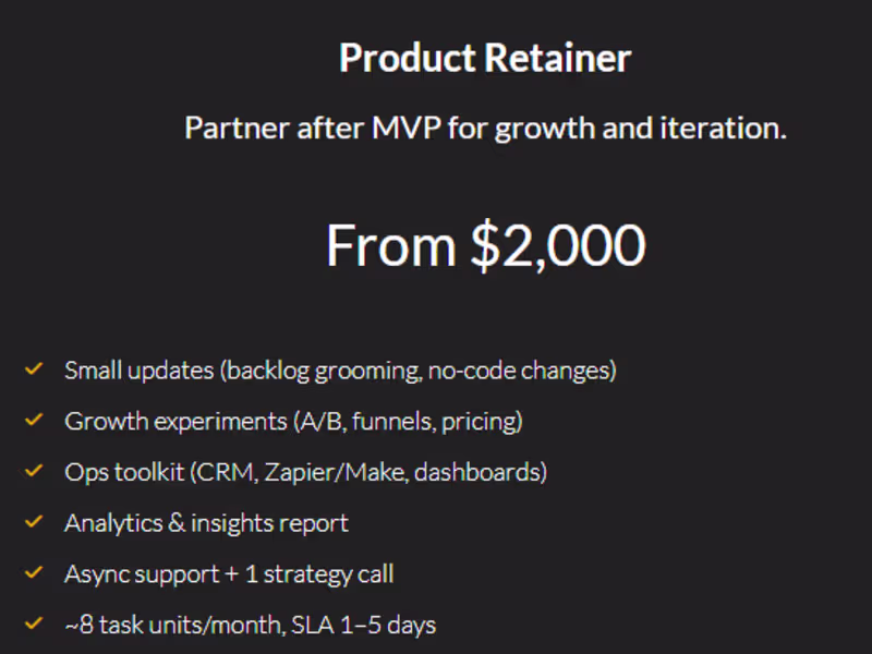 Cover image for Product Retainer | Continuous MVP Growth & Iteration