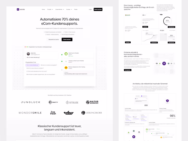 Cover image for Vennie AI-Powered eCommerce Support Platform Design