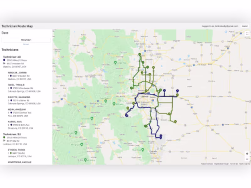 Cover image for Technician Route Map