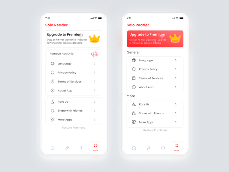 Cover image for Settings - PDF Reader App UI