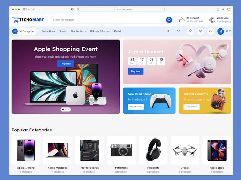 Cover image for TechoMart - E-commerce Website Design & Development