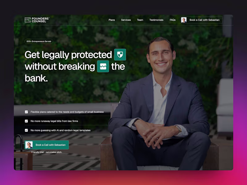 Cover image for Website for Legal Start-Up: Founder's Counsel