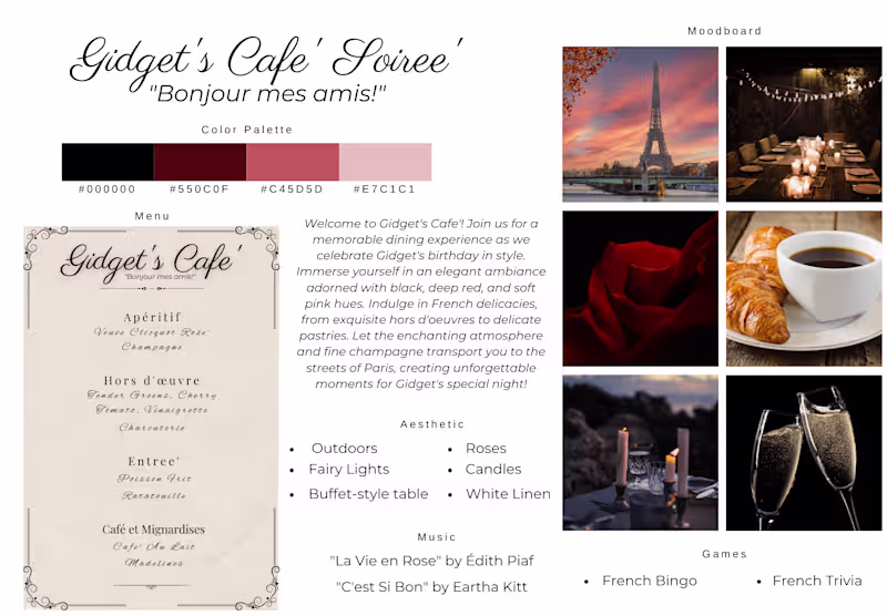 Cover image for Gidget's Cafe' Soiree' 