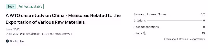 Cover image for In-Depth WTO Case Study: China's Raw Materials Export Measures