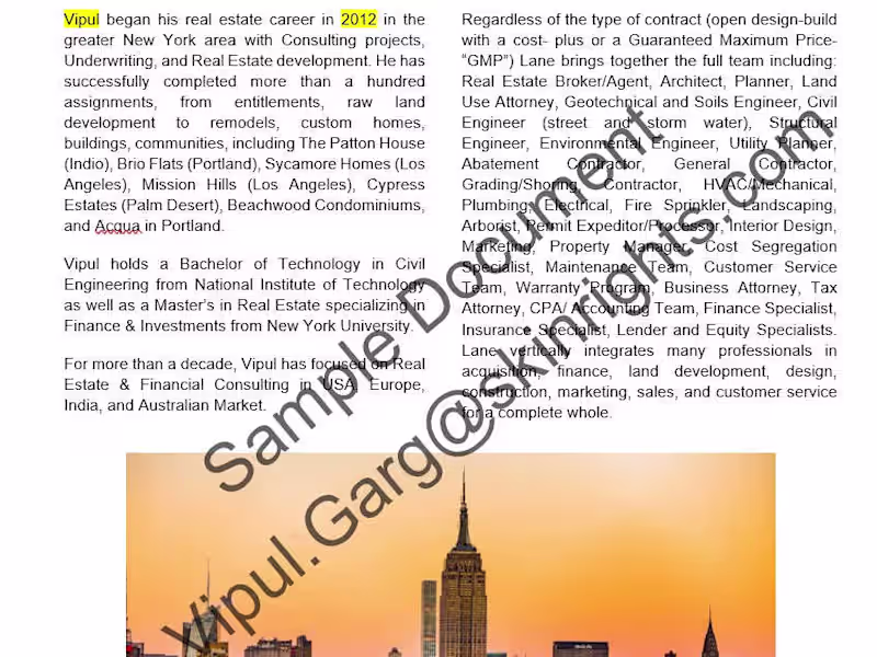 Cover image for I will create the Offering Memo for your deal