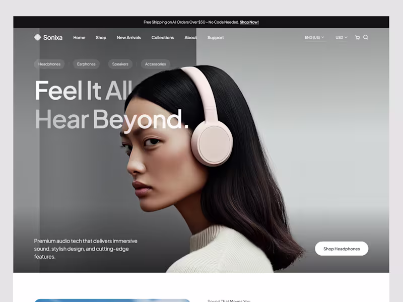Cover image for Sonixa - E-Commerce Website UI for Premium Audio Gear