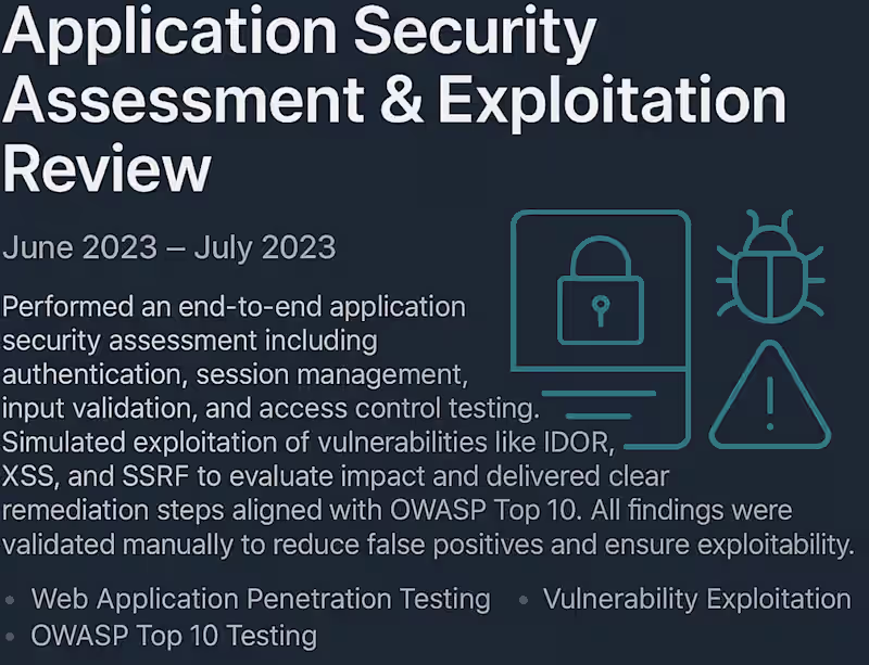 Cover image for Application Security Assessment & Exploitation Review
