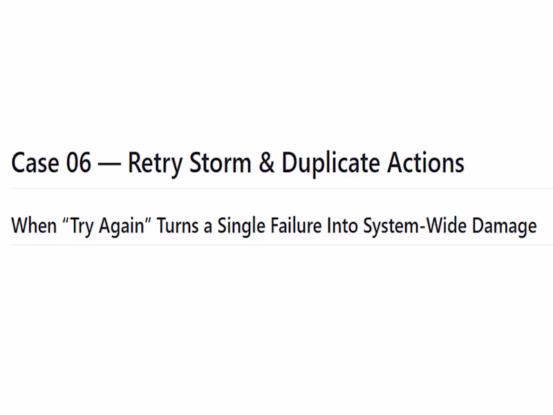 Cover image for Retry Storm & Duplicate Actions — Decision Boundary Case Des...