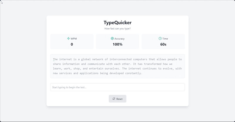 Cover image for TypeQuicker: Precision Typing Test Application