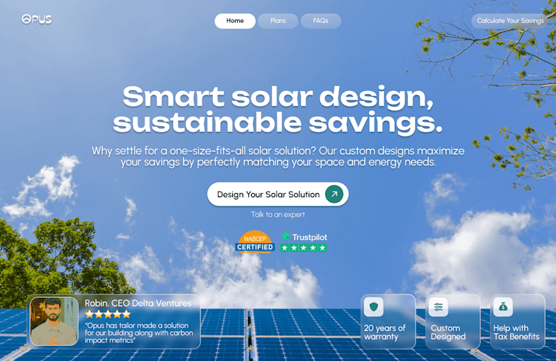 Cover image for Solar/Eco/Green Website Landing Page