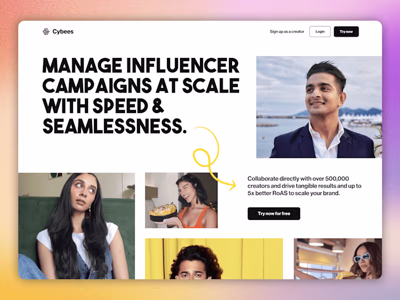 Cover image for Framer Landing Page for Cybees, Influencer Marketing Marketplace