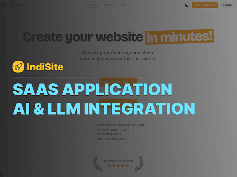 Cover image for IndiSite | SaaS | AI Integration | AI Training | LLMs
