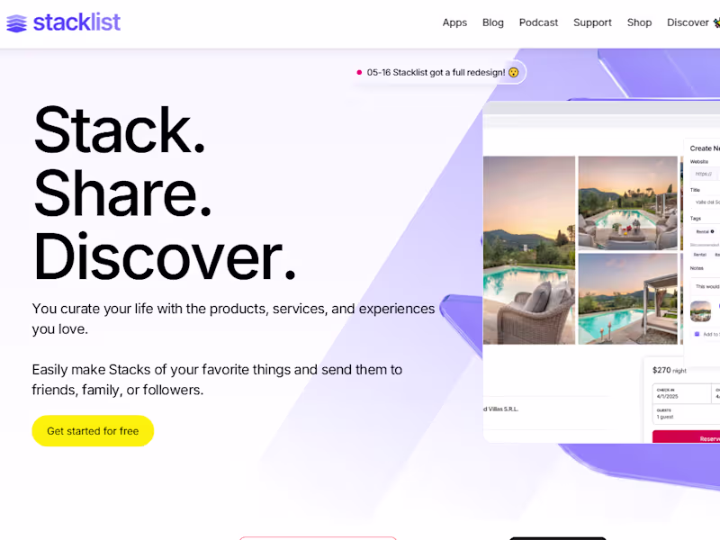 Cover image for Stacklist | The easiest way to save, organize, share, and disco…