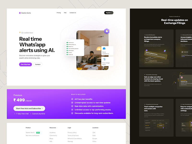 Cover image for Market Alertz Website by Praveen N for Pepperistic Studio