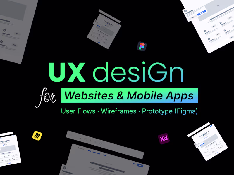 Cover image for UX Design + Wireframes + User Flows for Your Product/Service