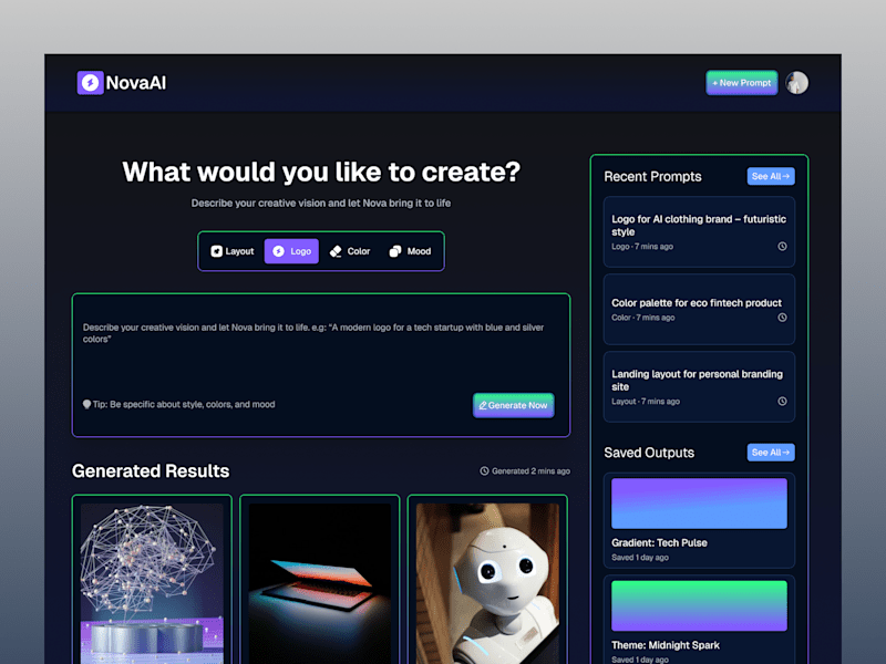 Cover image for Nova AI - Web App Design