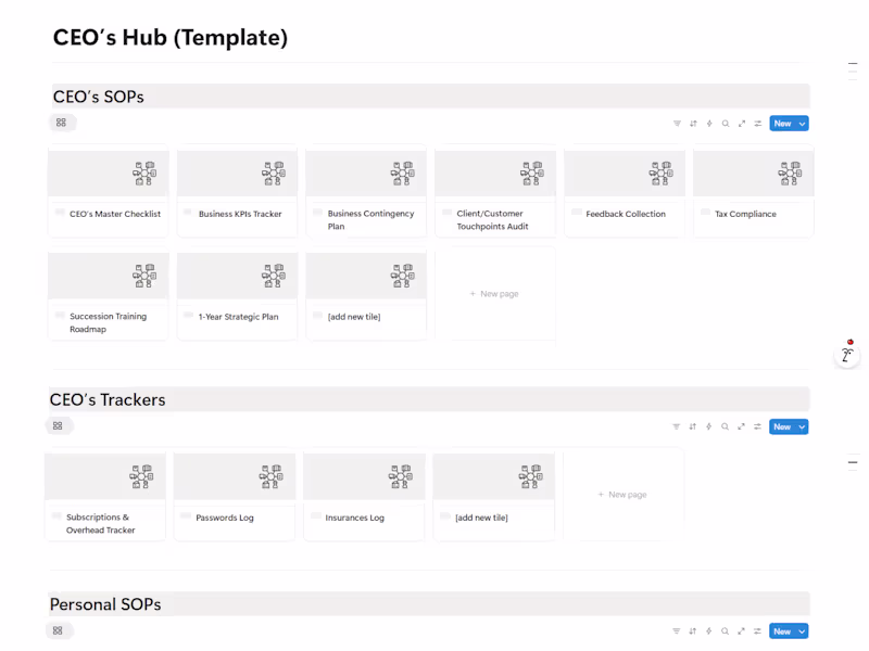 Cover image for CEO/Owner's Hub Buildout in Notion 