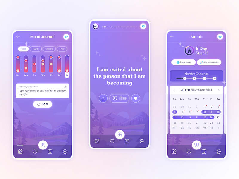 Cover image for Relaxing affirmations app to appeal to women 🎨