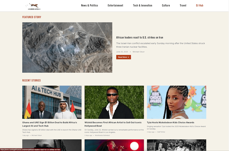 Cover image for Running Africa - News & DJ Hub Platform Development