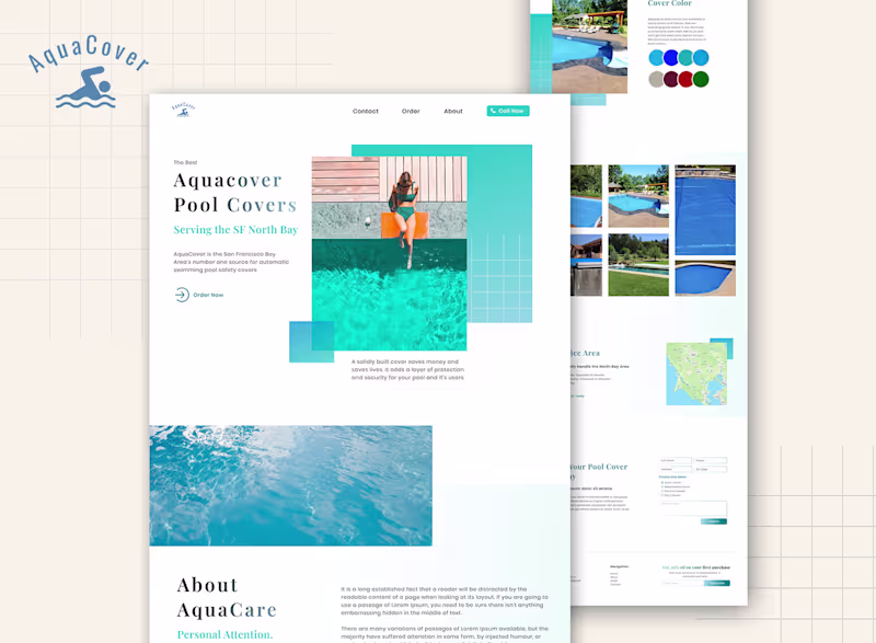 Cover image for Aquacover Pool Cover landing page design :: Behance
