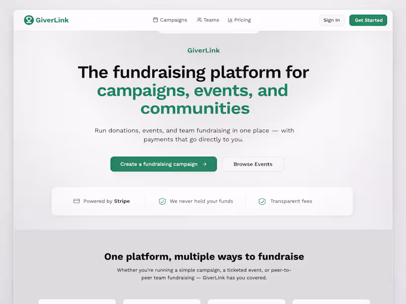 Cover image for GiverLink Fundraising Platform Design