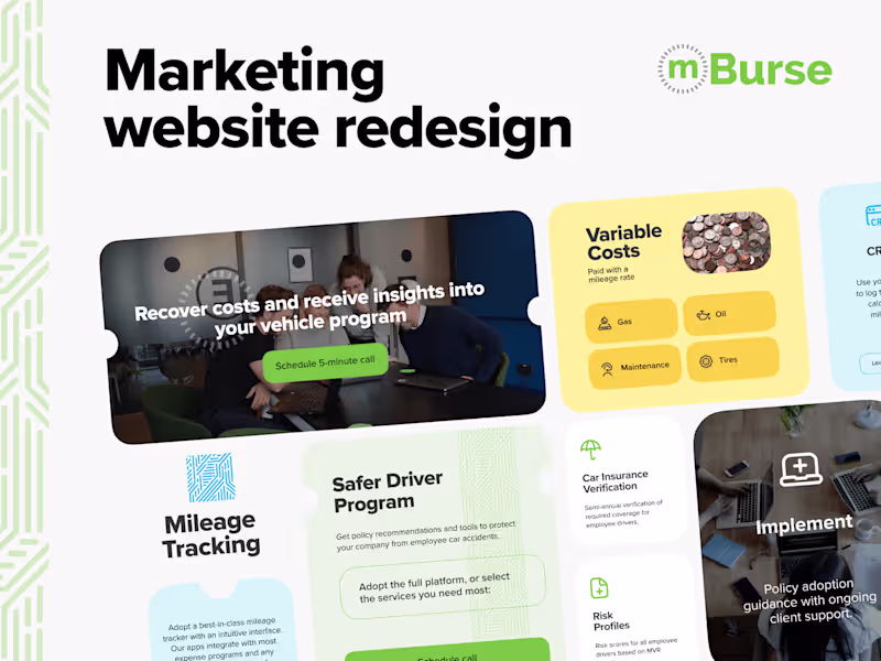 Cover image for mBurse. Marketing website redesign.