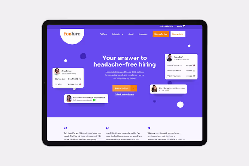 Cover image for Website Design & Development for FoxHire
