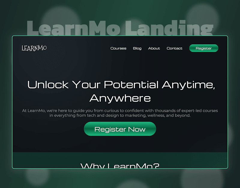 Cover image for LearnMo - Figma & Framer Landing Page
