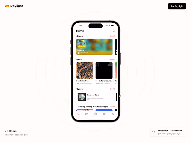 Cover image for Daylight: Framer Development for v2 Demo