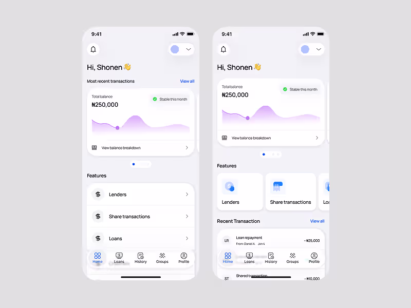 Cover image for Mobile screens for a fintech app