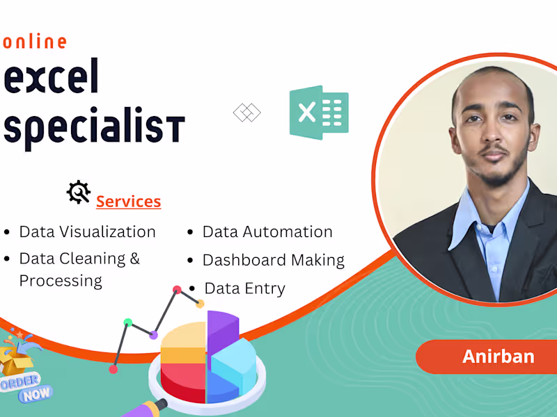 Cover image for I will design an Excel Dashboard,Pivot table,Charts,Graphs,Macro