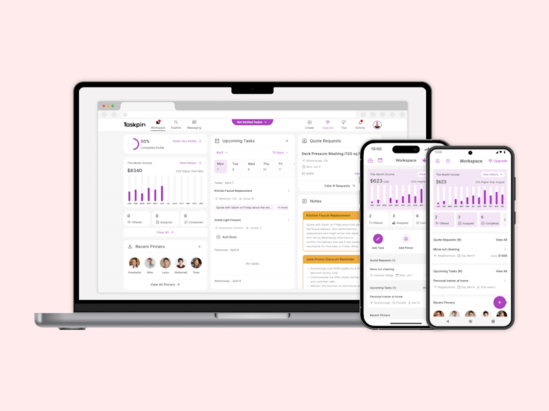 Cover image for Product Design: Taskpin SaaS and Professional Public Profile