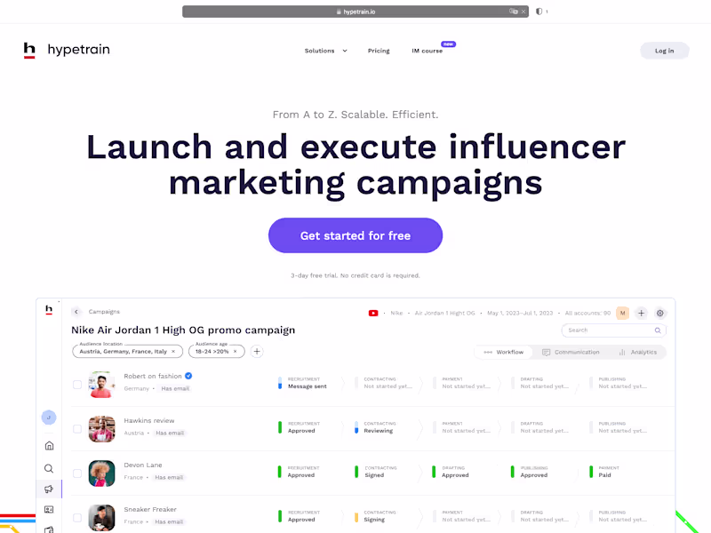 Cover image for Hypetrain - Launch and execute influencer marketing campaigns