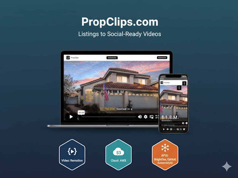 Cover image for PropClips.com - Real Estate Video SaaS