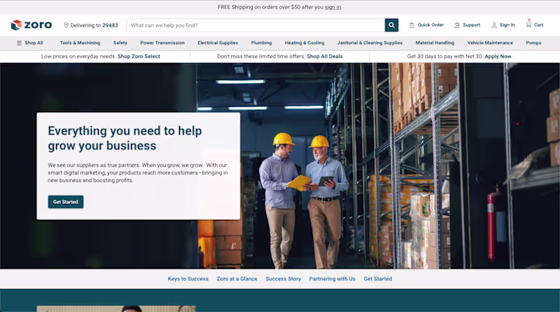 Cover image for Worked recently on refreshing a supplier page for Zoro. The ...
