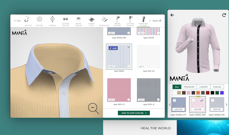 Cover image for Bespoke shirt studio where customers design their own shirt