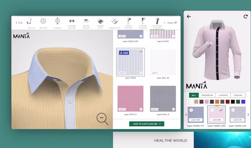 Cover image for Bespoke shirt studio where customers design their own shirt