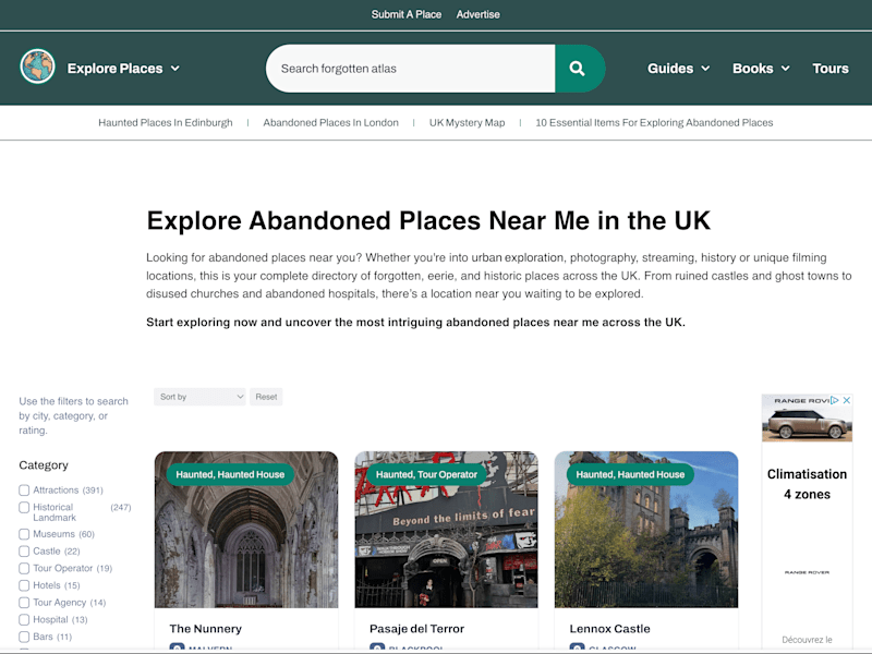 Cover image for Directory for Abandoned & Haunted places in the UK