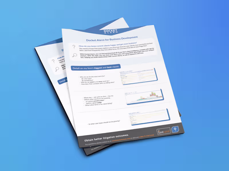 Cover image for Docket Alarm Legal Week Sell Sheets